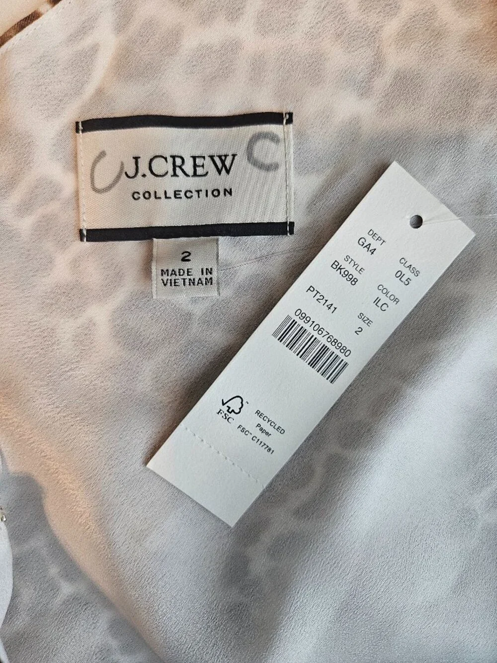 J. Crew One Shoulder Ruffle Hem Maxi Dress In Leopard Women's Size 2 NEW Preppy